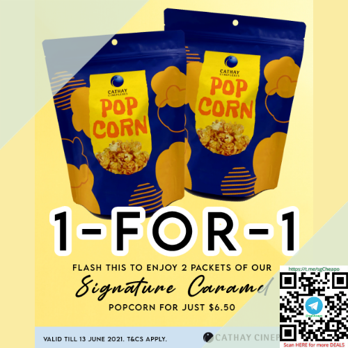 cathay 1 for 1 caramel popcorn packet promo