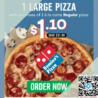1.10 large pizza with regular dominos promo