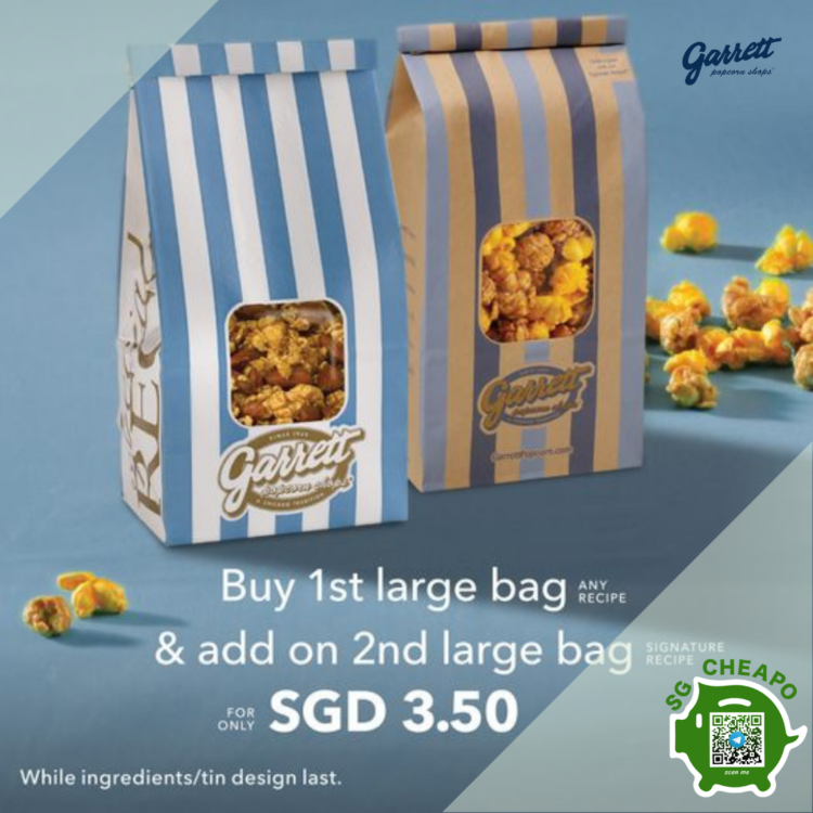 Up to $7.50 OFF 2nd large bag of Garrett Popcorn