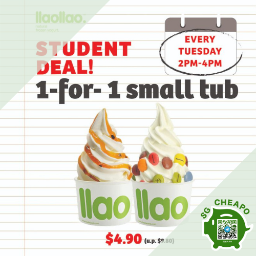 llao llao 1 for 1 students small tub july promo