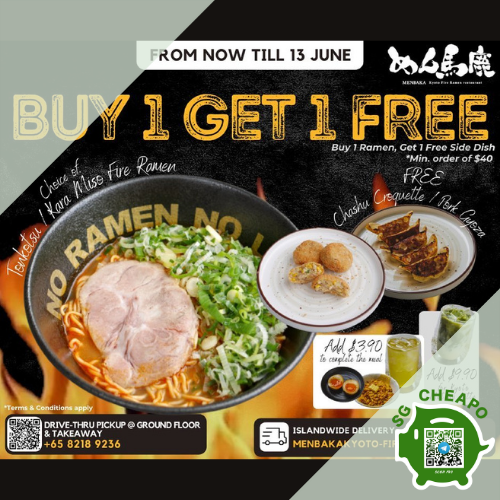 menbaka buy 1 ramen get 1 side dish free july promo