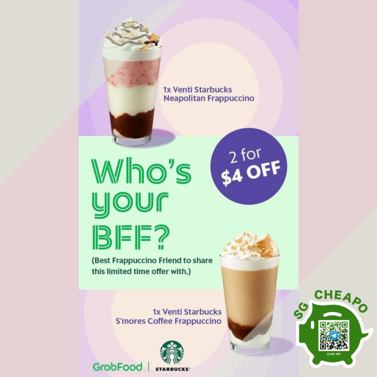 GrabFood $4 OFF Starbucks on GrabFood