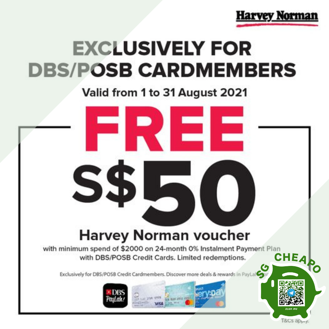 FREE 50 Harvey Norman voucher sgCheapo