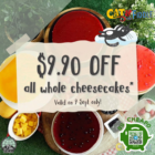 Cat & the Fiddle Cakes $9.90 OFF all whole cheesecakes