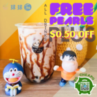 Qiu Qiu Tea - FREE PEARLS Doraemon Bubble Tea - sgCheapo