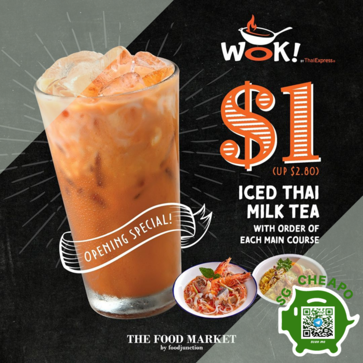 WOK! by ThaiExpress - $1 ICED THAI MILK TEA - sgCheapo