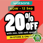 Watsons - 20% OFF WATSONS - sgCheapo