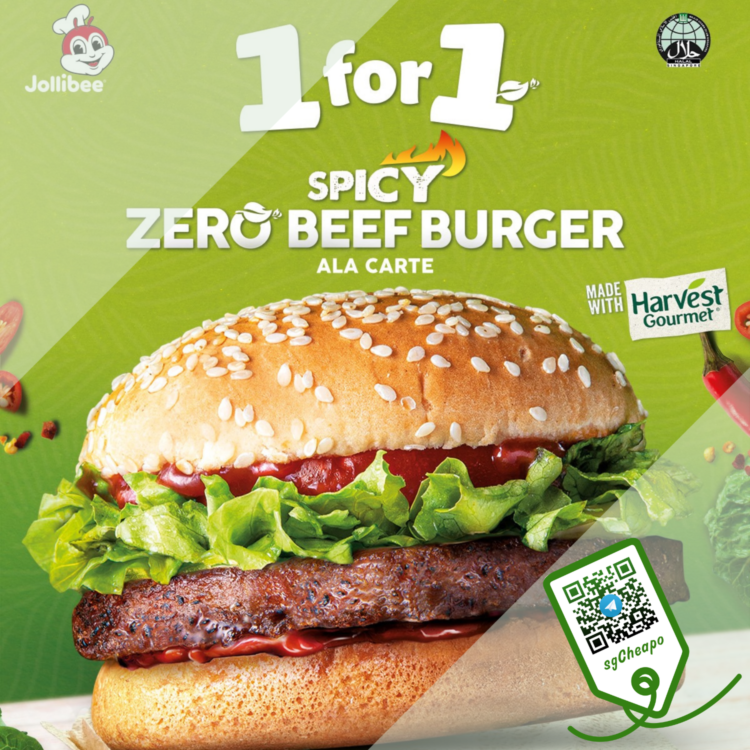 Jollibee - 1 for 1 Spicy Zero Beef Burger - sgCheapo