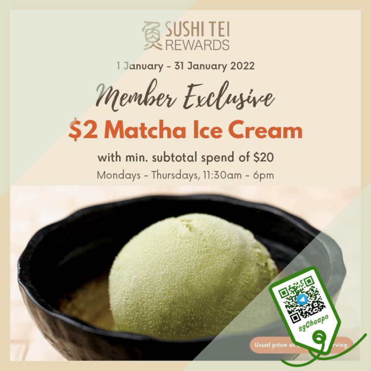 Sushi Tei - $2 Matcha Ice Cream - sgCheapo