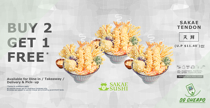 Sakae Sushi - BUY 2 GET 1 FREE Sakae Tendon - Ends 31 Jul