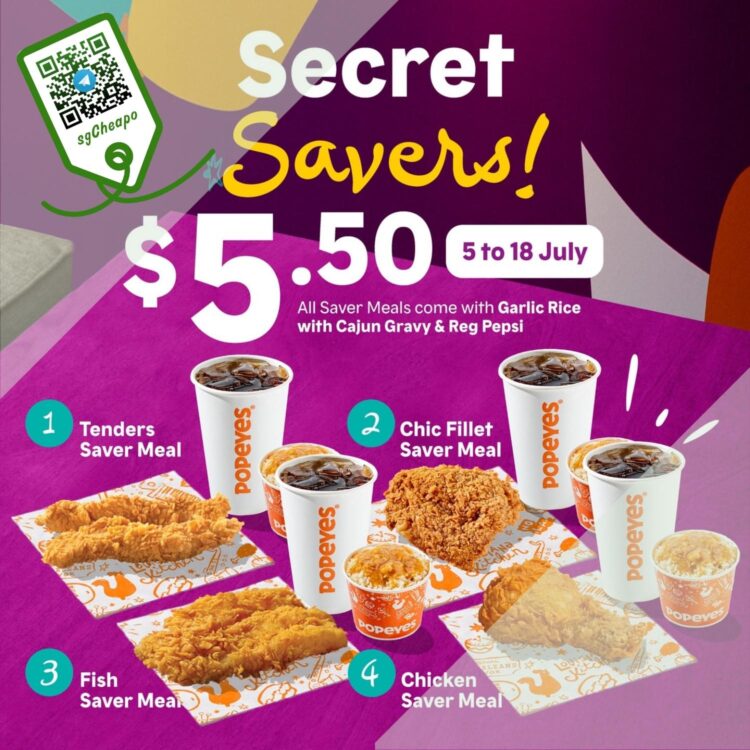 Popeyes - $5.50 Secret Savers Meals