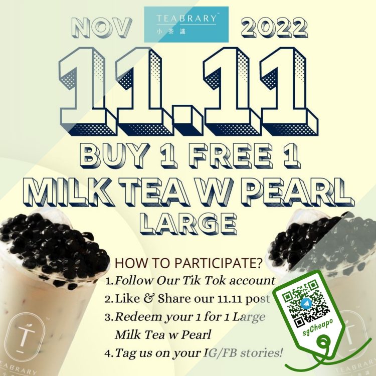 Teabrary - BUY 1 FREE 1 Milk Tea w Pearl