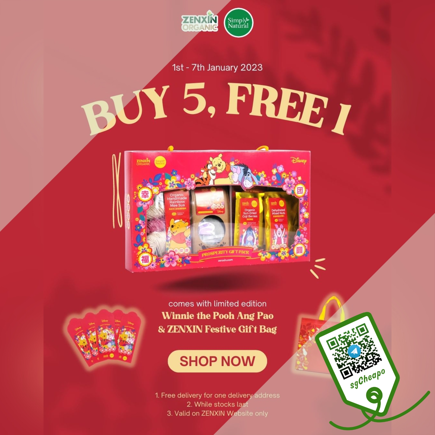 BUY 5 FREE 1 Winnie the Pooh Prosperity Gift Pack - sgCheapo