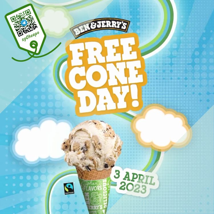Ben & Jerry's - FREE Cone Day - sgCheapo