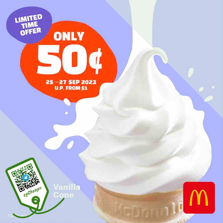 McDonald's - 50 Cents Vanilla Cone - sgCheapo