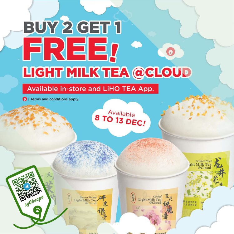 LiHO - BUY 2 FREE 1 Light Milk Tea @Cloud - sgCheapo