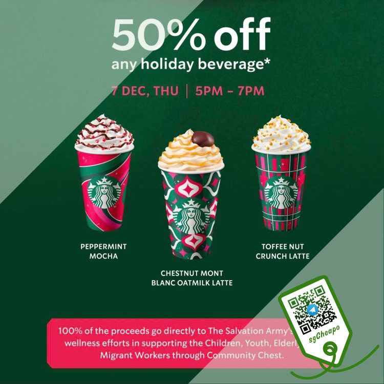 Starbucks - 50% OFF Any Holiday Beverage - sgCheapo