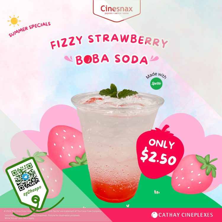 Cathay Cineplex - $2.50 Fizzy Strawberry Boba Soda - sgCheapo