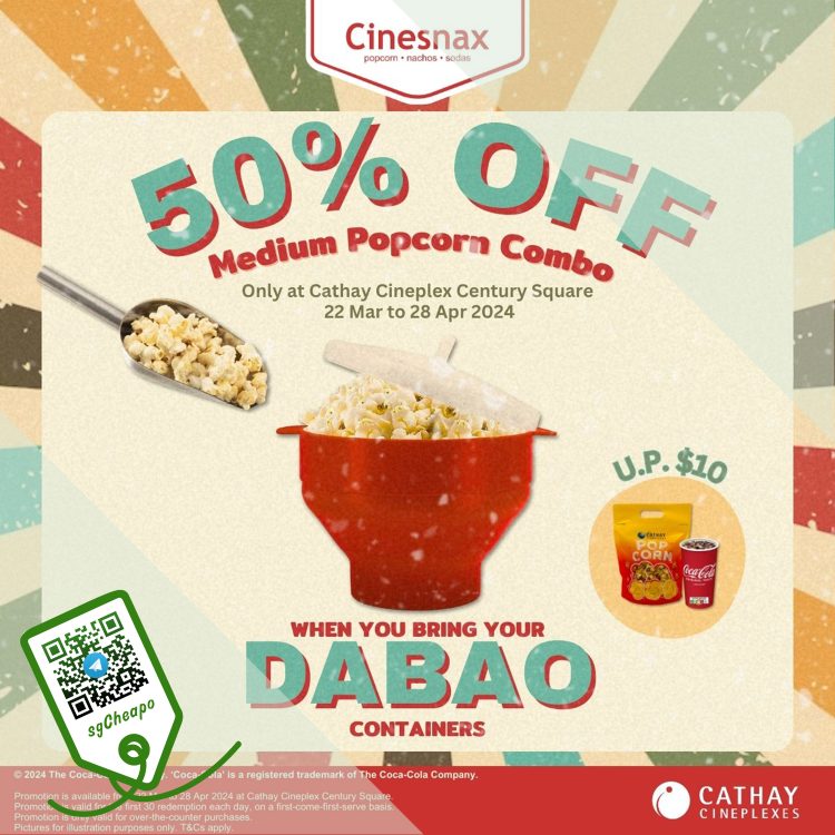 Cathay Cineplex - 50% OFF Medium Popcorn - sgCheapo