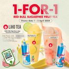 LiHO Tea - 1-FOR-1 Red Bull Sugarfree Fruit Tea - sgCheapo