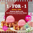 Kenny Rogers - 1-FOR-1 Belgium Waffle w_ Ice Cream & Chocolate Sauce - sgCheapo