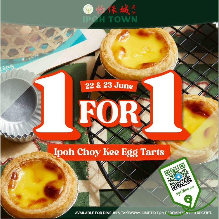 Ipoh Town Kopitiam - 1-FOR-1 Egg Tarts - sgCheapo