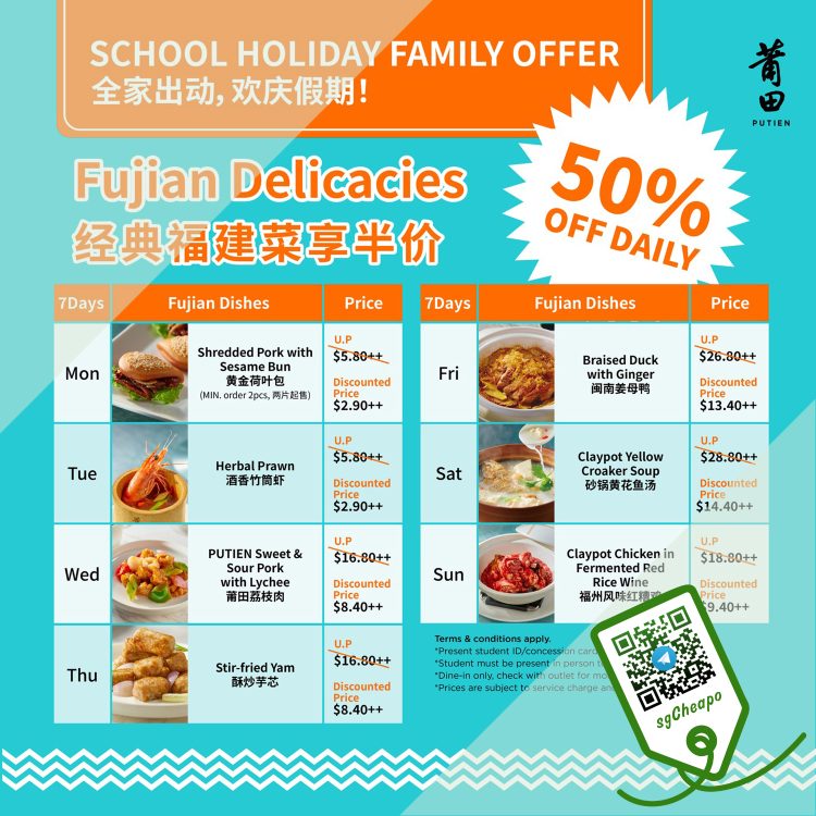 PUTIEN - 50% OFF School Holiday Specials - sgCheapo