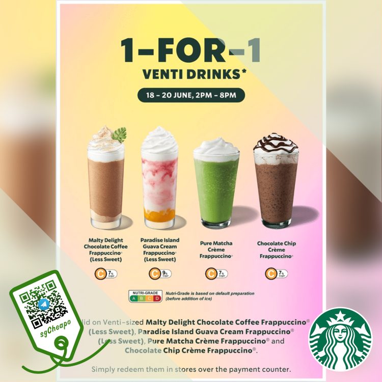 Starbucks - 1-FOR-1 Venti Drinks - sgCheapo