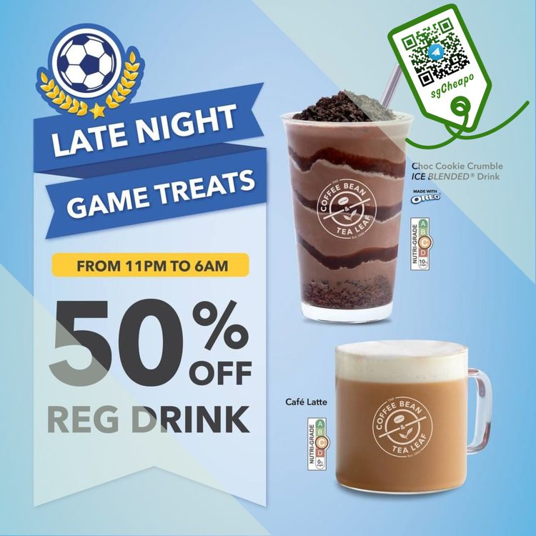 The Coffee Bean & Tea Leaf - Late Night 50% OFF Regular Drinks - sgCheapo