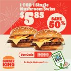 Burger King - 1-FOR-1 Single Mushroom Swiss - sgCheapo