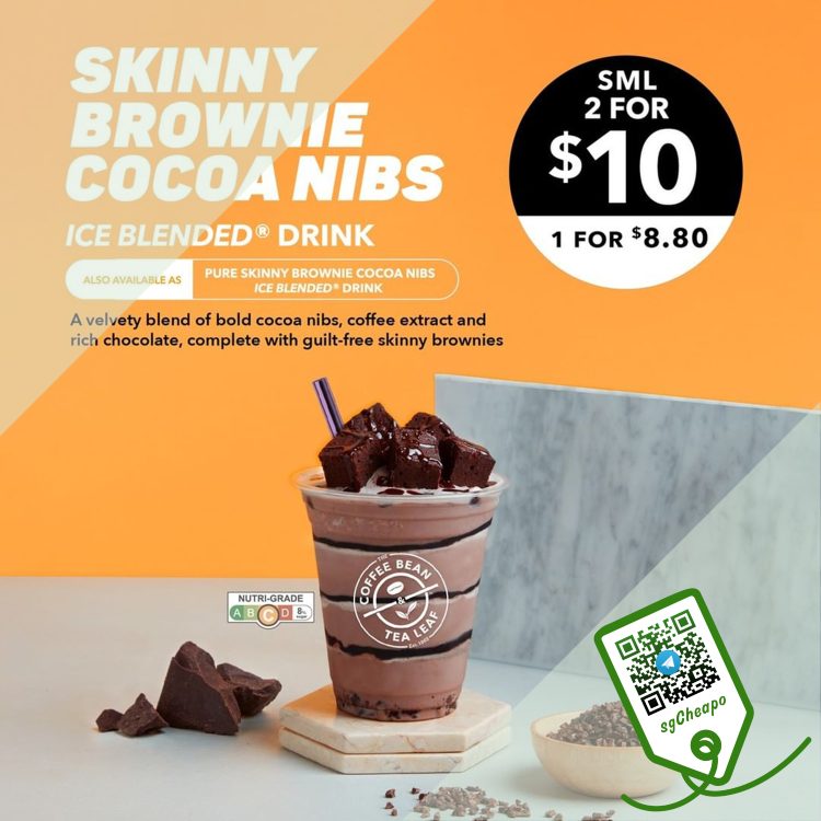 The Coffee Bean & Tea Leaf - 2 for $10 Skinny Brownie Cocoa Nibs - sgCheapo