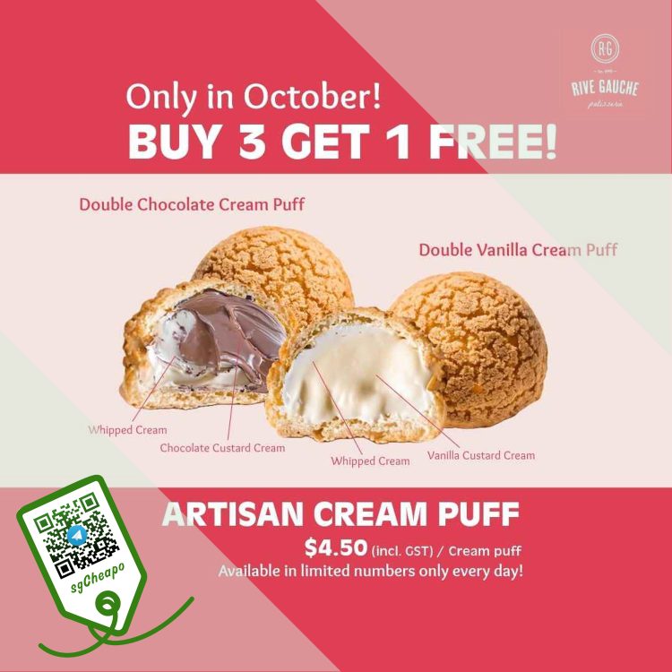 Rive Gauche - Buy 3 Get 1 FREE Artisan Cream Puffs - sgCheapo