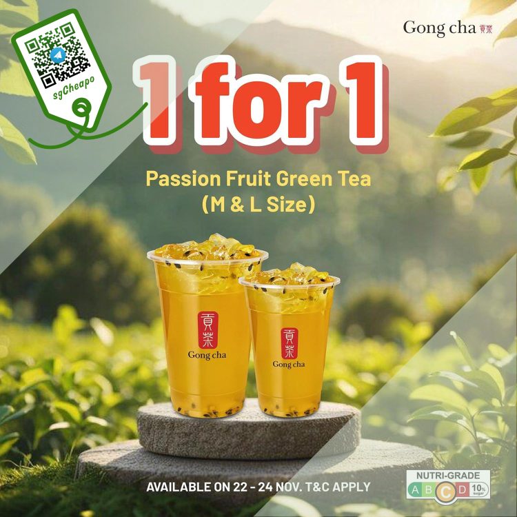 Gong Cha - 1-FOR-1 Passion Fruit Green Tea - sgCheapo