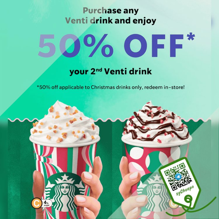 Starbucks - 50% OFF 2nd Venti Drink - sgCheapo