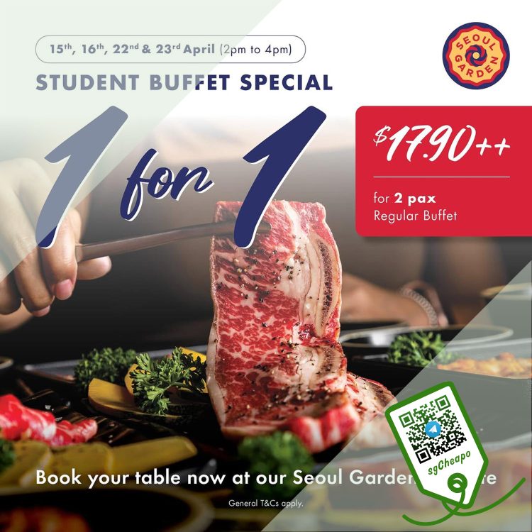Seoul Garden - 1-FOR-1 Student Buffet Special - sgCheapo