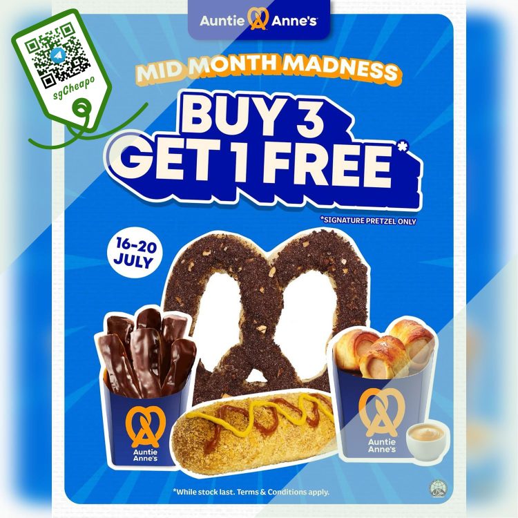 Auntie Anne's - Buy 3 Get 1 FREE Signature Pretzel - sgCheapo