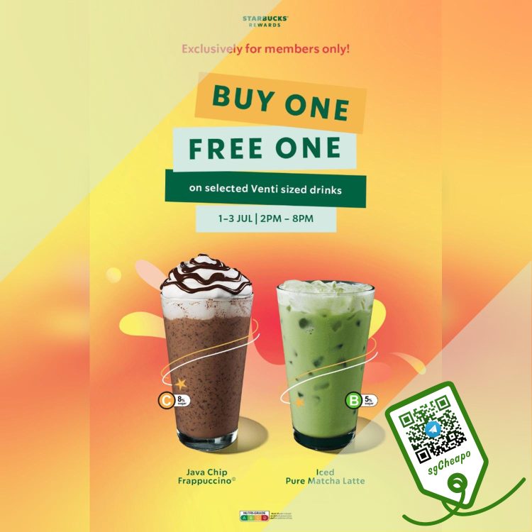 Starbucks - 1-FOR-1 Selected Venti-sized Drinks - sgCheapo