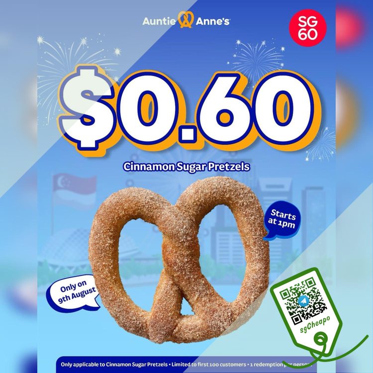 Auntie Anne's - $0.60 Cinnamon Sugar Pretzel - sgCheapo