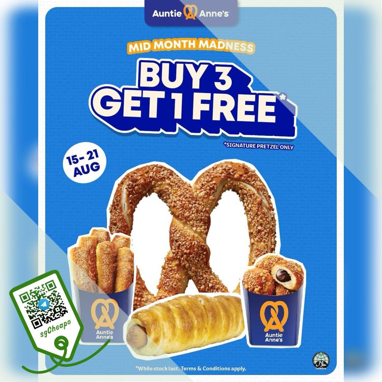 Auntie Anne's - Buy 3 Get 1 FREE Auntie Anne's - sgCheapo