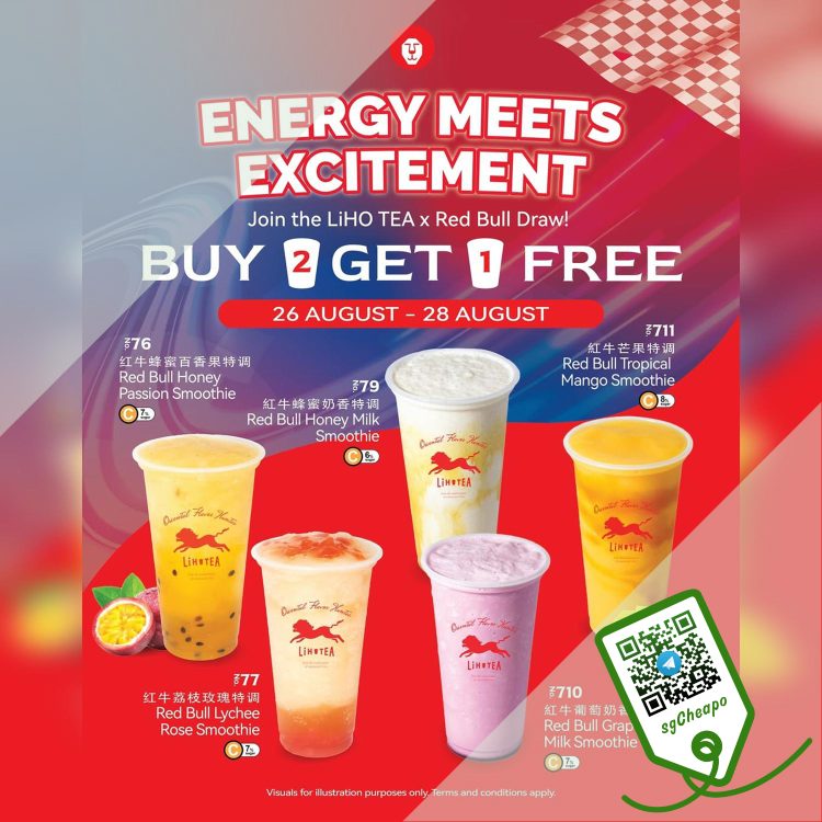 LiHO - Buy 2 Get 1 FREE LiHO TEA x Red Bull - sgCheapo