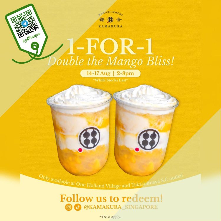 Warabimochi Kamakura - 1-FOR-1 Mango MilkYogurt Drinks - sgCheapo