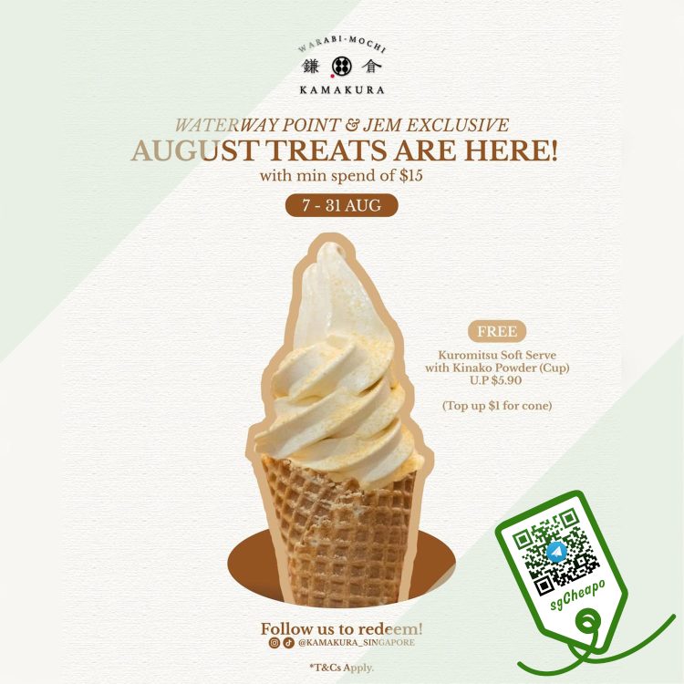 Warabimochi Kamakura - FREE Kuromitsu Soft Serve - sgCheapo