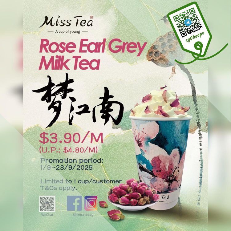 Miss Tea - $3.90 Rose Earl Grey Milk Tea - sgCheapo