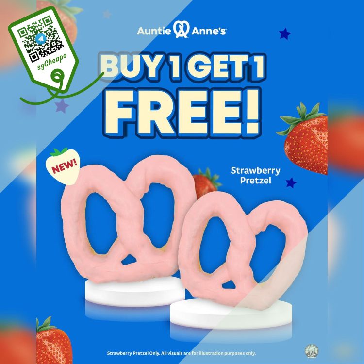 Auntie Anne's - Buy 1 Get 1 Strawberry Chocolate Pretzel - sgCheapo