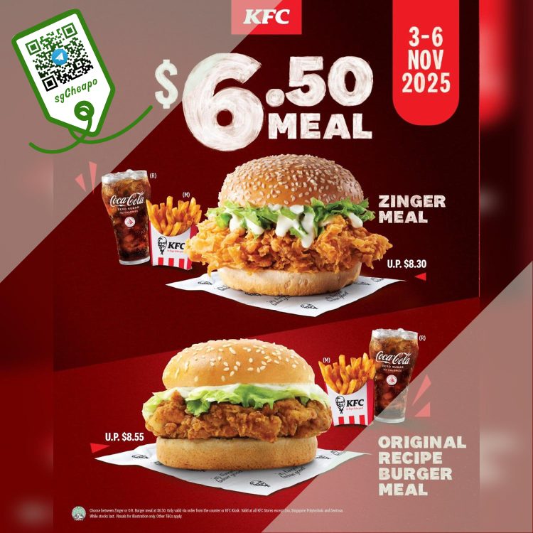 KFC - $6.50 Zinger Meal or O.R. Burger Meal - sgCheapo