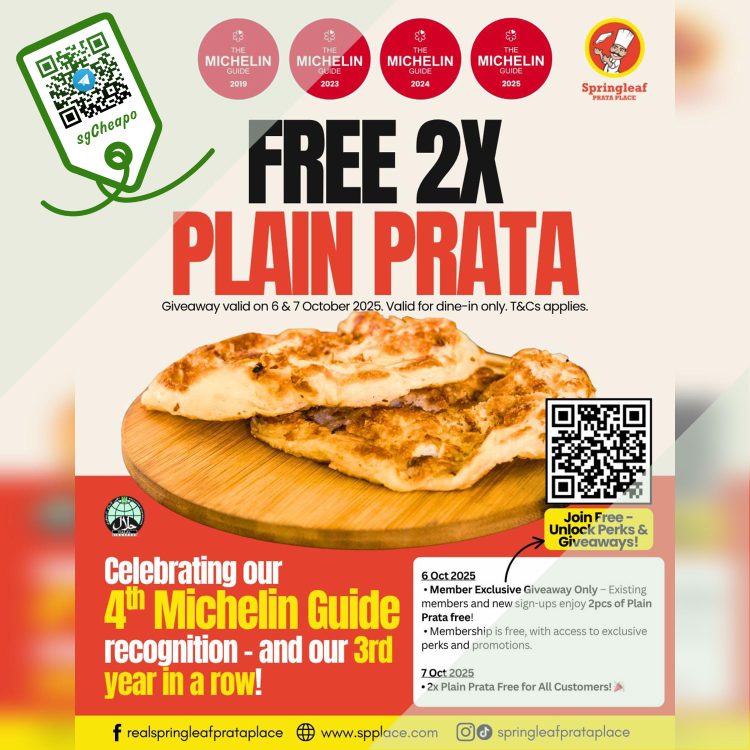 Springleaf Prata Place - 2 FREE Plain Prata - sgCheapo