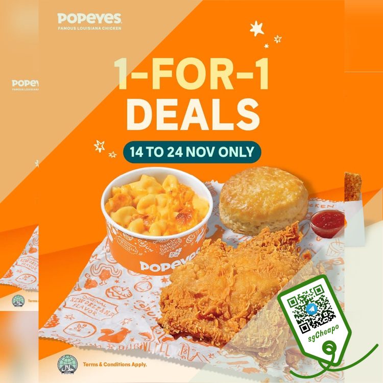 Popeyes - 1-FOR-1 Deals - sgCheapo