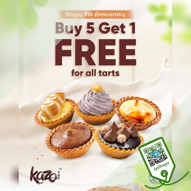 Kazo Singapore - Buy 5 FREE 1 tart FOR all walk-in purchases! - sgCheapo