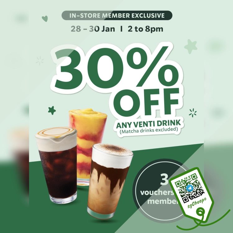 Starbucks - 30% Off Any Venti Drinks- sgCheapo