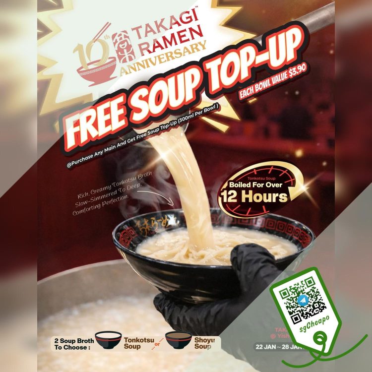 Takagi Ramen - FREE Soup Top-Up- sgCheapo